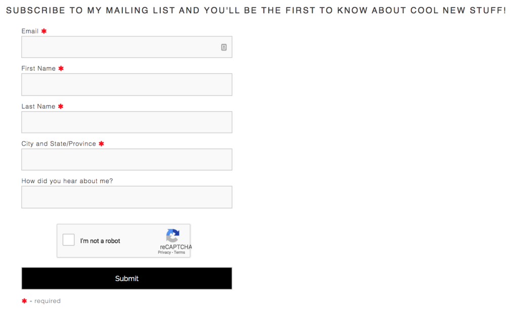 Mailing list