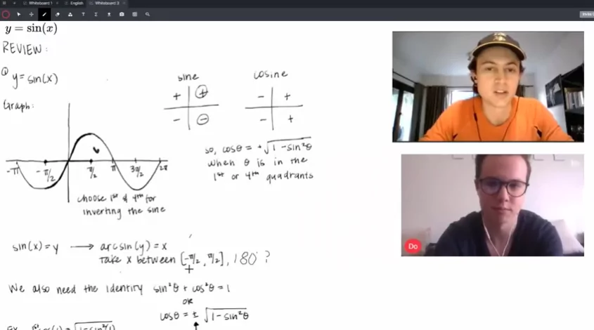 Example of an online math lesson