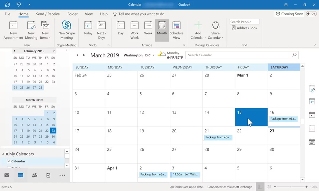 Calendário do Microsoft Outlook