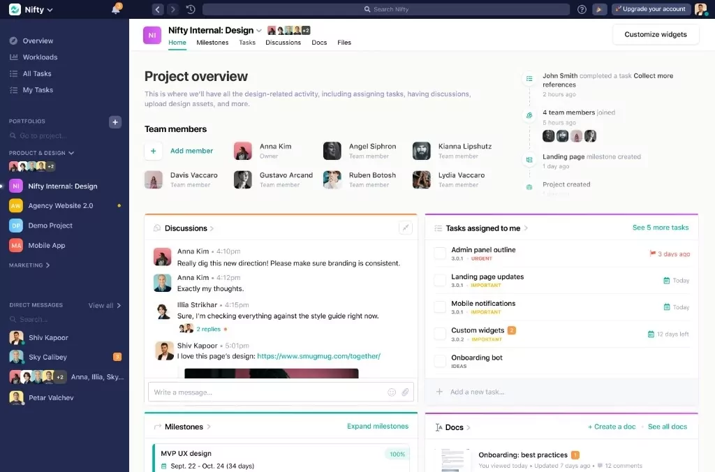 Nifty project management tool